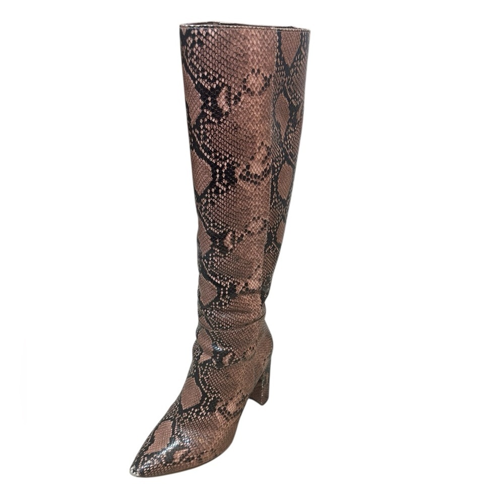 Giani Bernini Gianni Kellbie Snakeskin print leather block heel tall boots